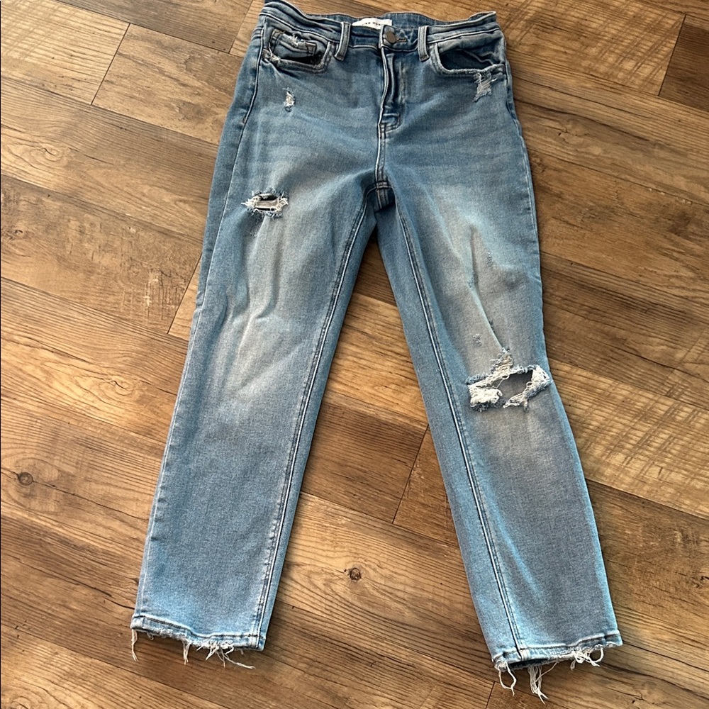 Flying Monkey Light Blue Distressed Ankle Jeans